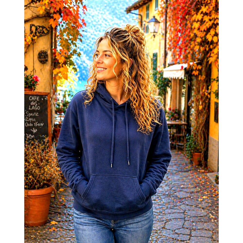 Unisex All in Motion Drawstring Hood Kangaroo Pouch Zip Up Hoodie Blue L